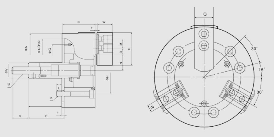 three jaw chuck diagram